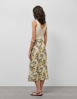 Sarong-style georgette crepe midi skirt with floral print