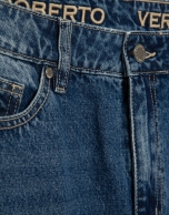 Wide leg blue jeans