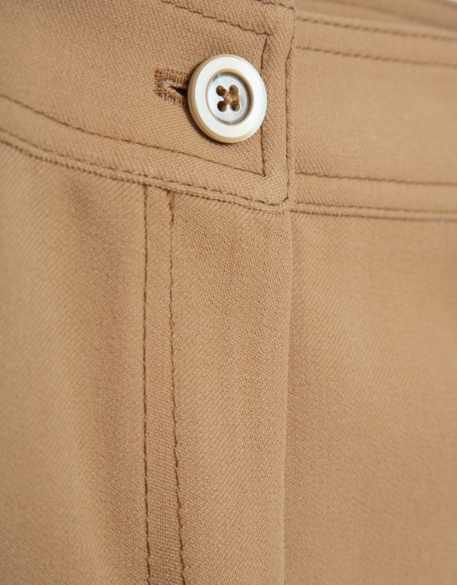 Pantalón ancho crepé cámel
