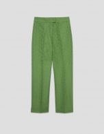 Wasabi green piqué straight pants