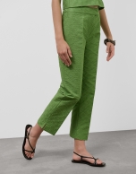 Wasabi green piqué straight pants