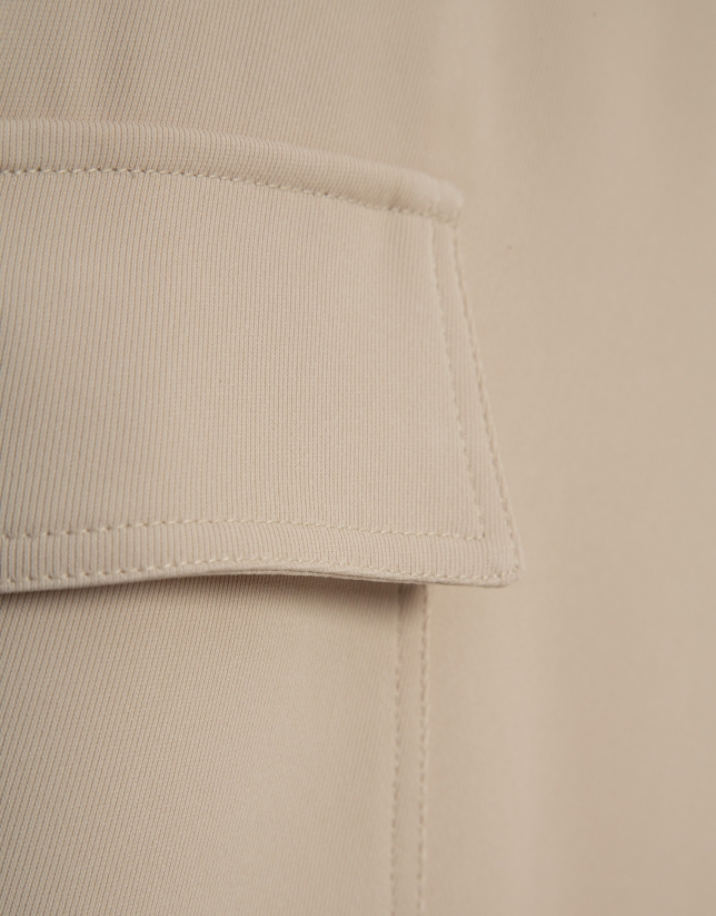 Pantalón cargo ancho twill beige