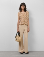 Pantalón cargo ancho twill beige