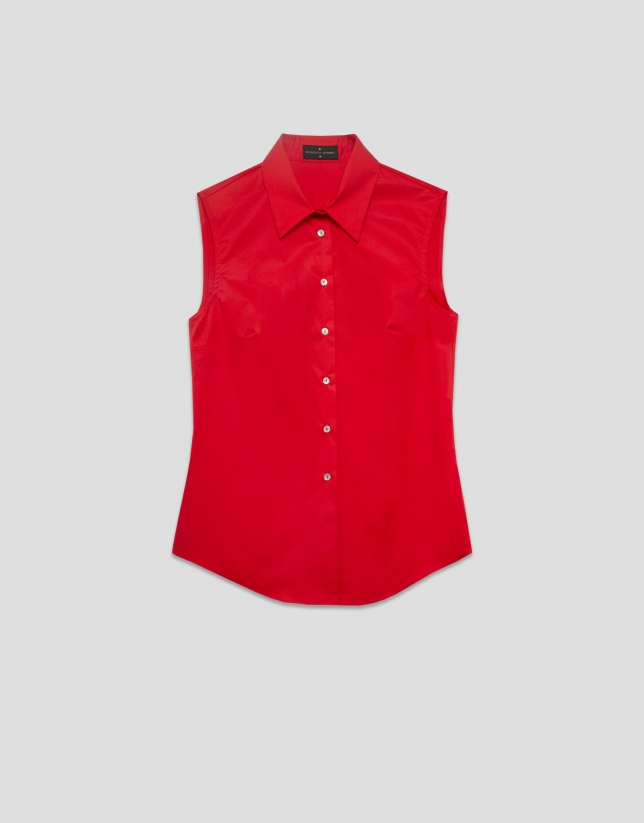 Red cotton sleeveless shirt