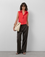 Red cotton sleeveless shirt