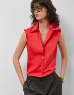 Red cotton sleeveless shirt