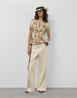 Short sleeve blouse in floral print crepe georgette