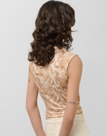 Beige crossover top with floral print
