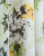 Cream georgette crepe midi dress with halter top and floral print