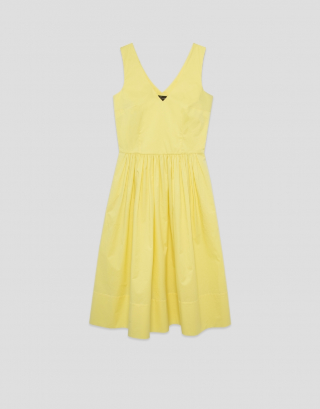 Yellow cotton sleeveless midi dress