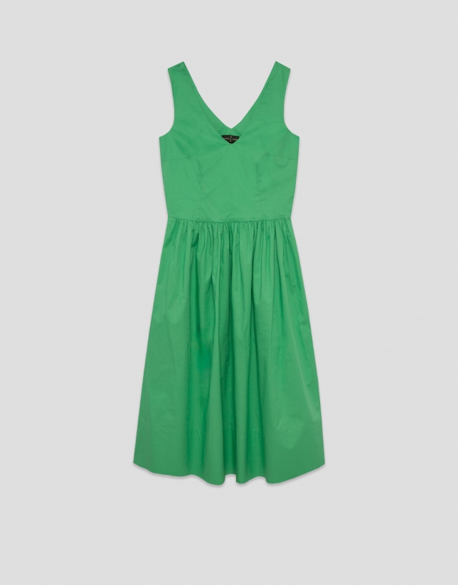 Vestido midi de sisas en algodón verde