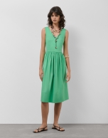 Vestido midi de sisas en algodón verde