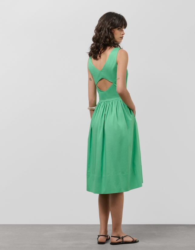 Vestido midi de sisas en algodón verde