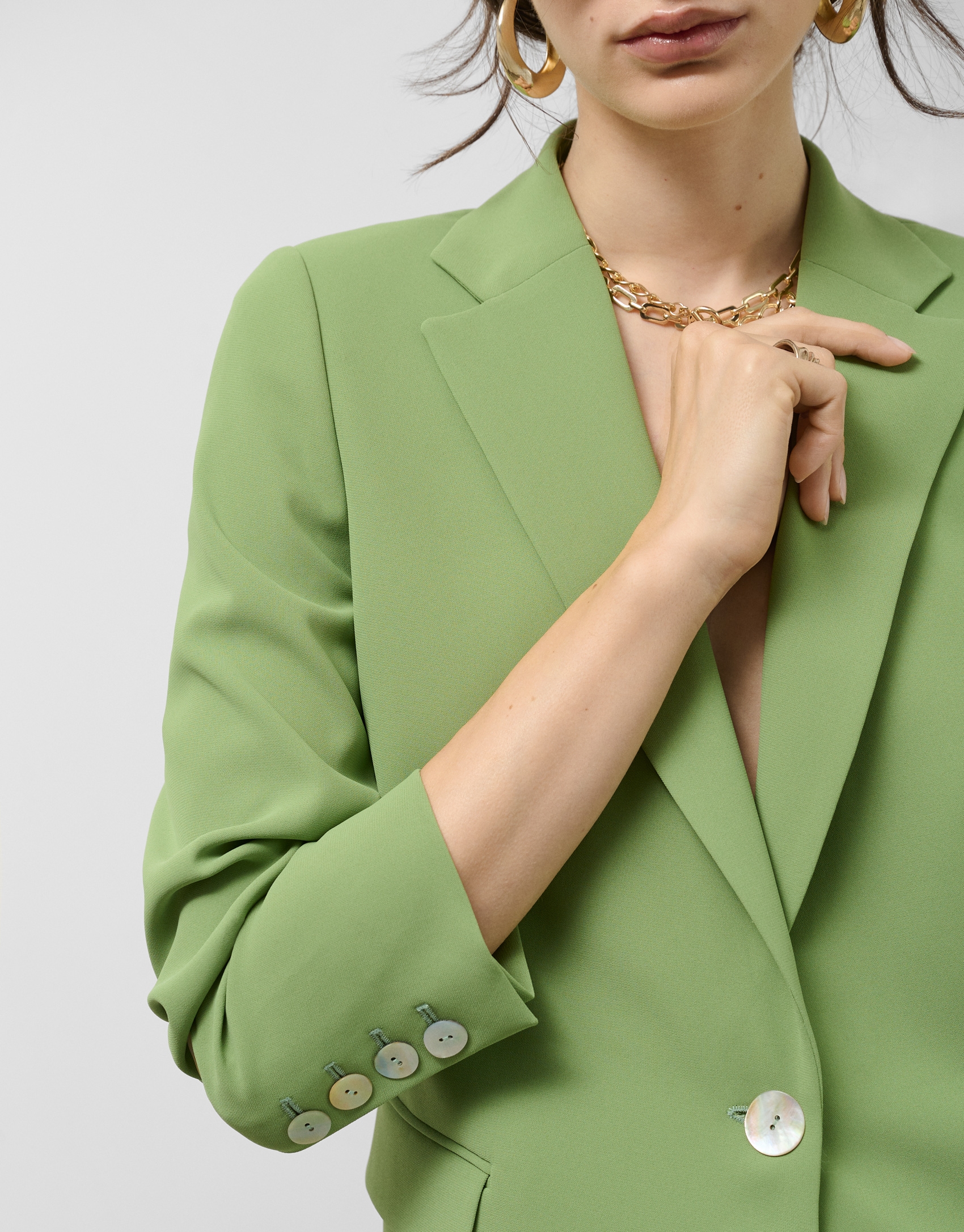Green crepe one button blazer