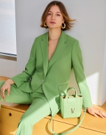 Green crepe one button blazer