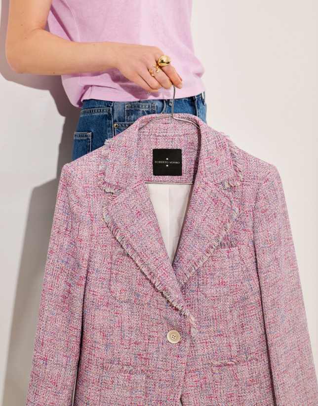Pink tweed short jacket