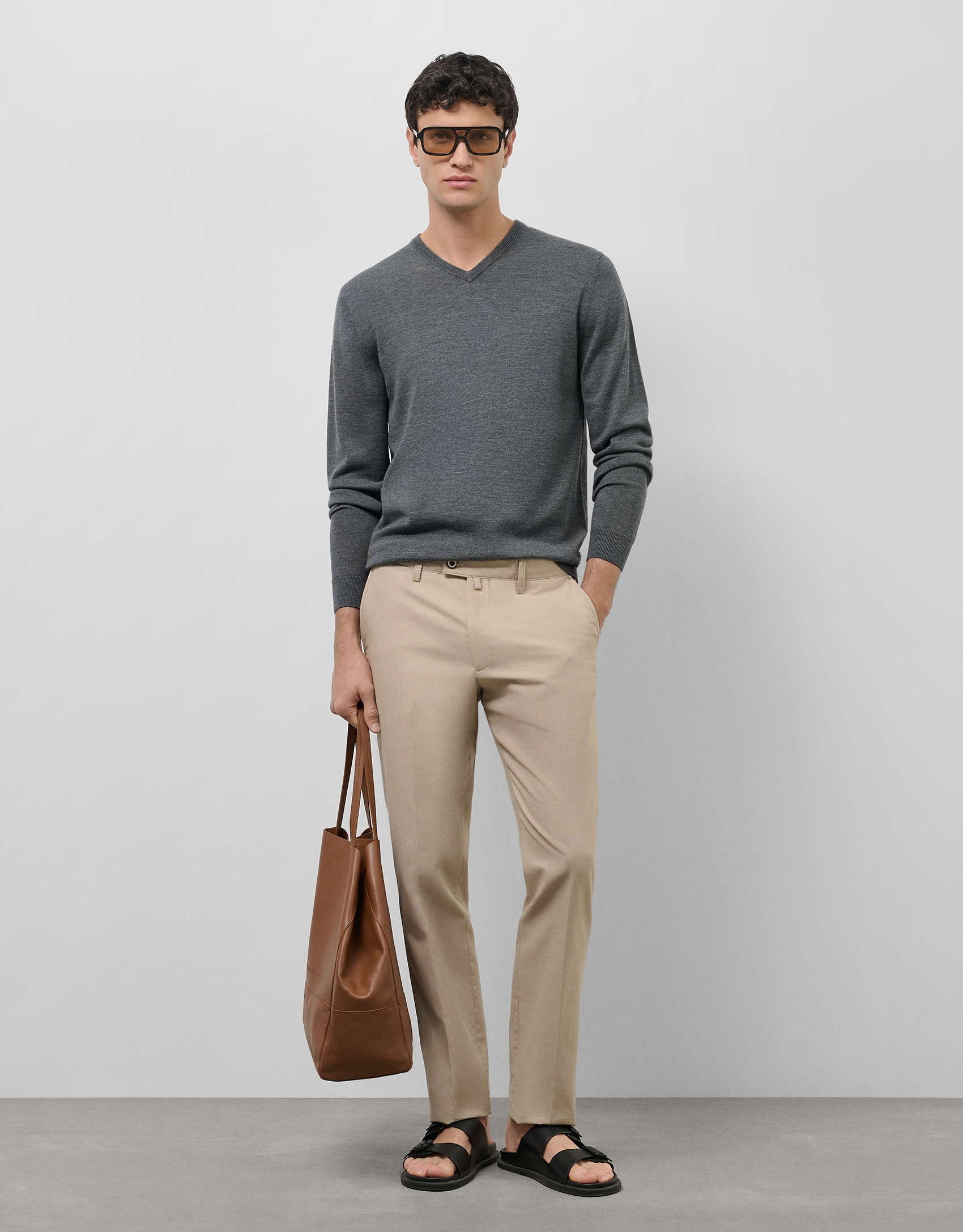 Pantalón chino ojo de perdiz color tostado claro