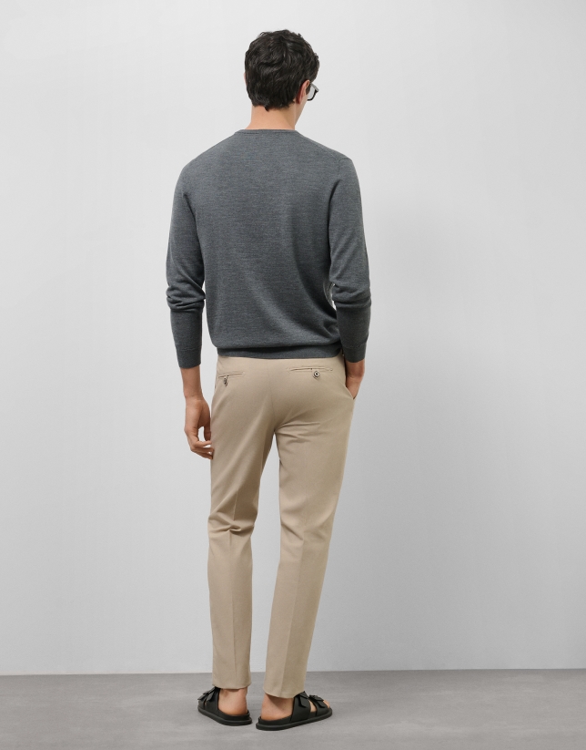 Pantalón chino ojo de perdiz color tostado claro