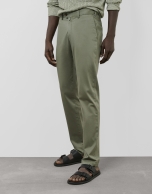 Khaki green tinted cotton regular chinos