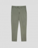 Khaki green tinted cotton regular chinos