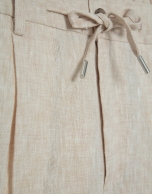 Beige melange linen pants with darts