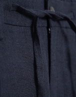 Blue melange linen pants with darts
