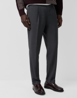 Pantalón vestir gris melange oscuro vuelta bajo