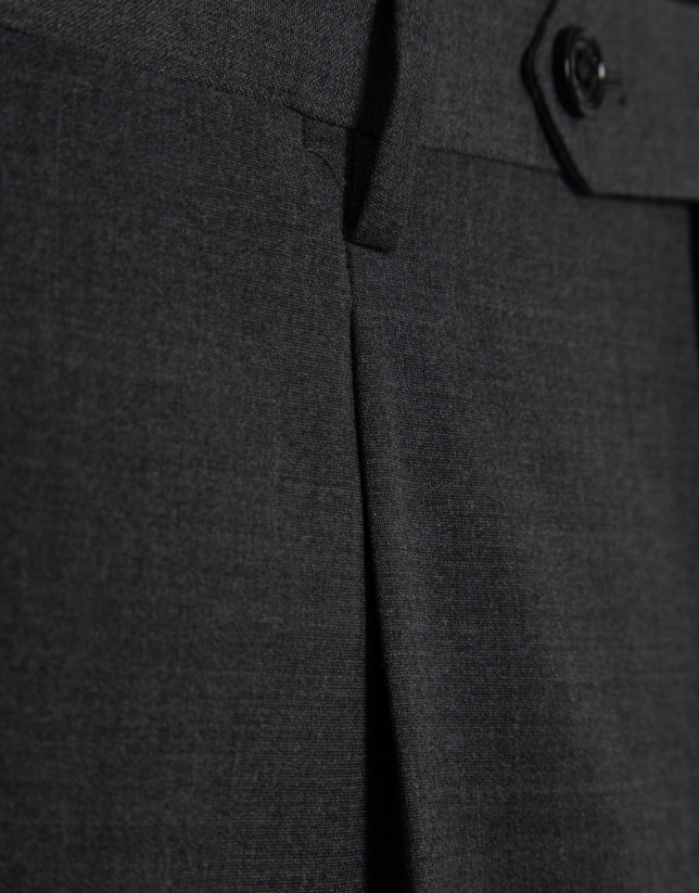 Pantalón vestir gris melange oscuro vuelta bajo
