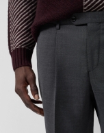 Pantalón vestir gris melange oscuro vuelta bajo