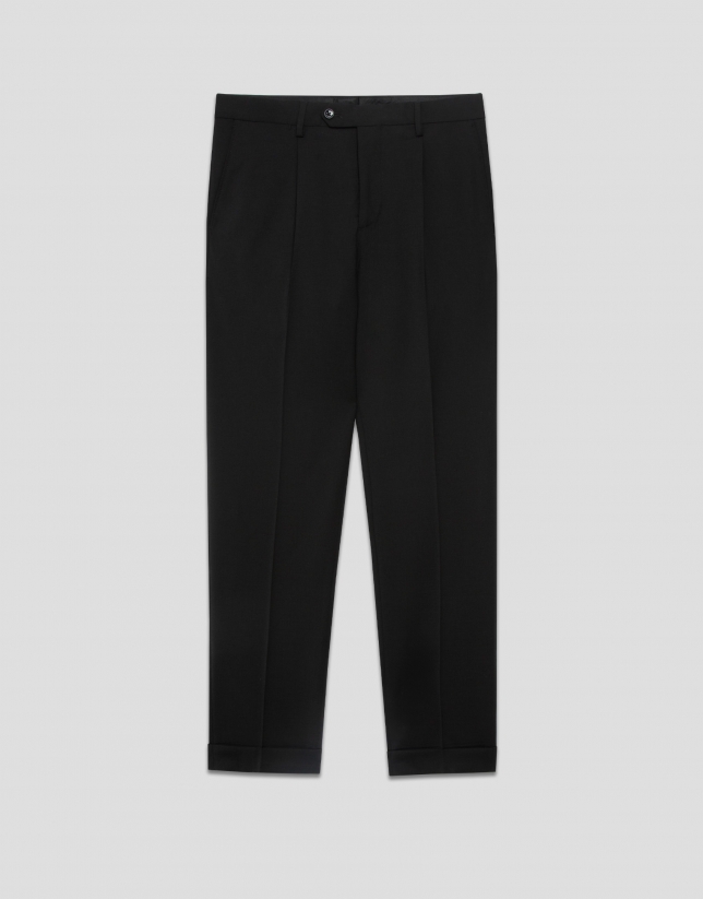 Pantalón vestir negro vuelta bajo
