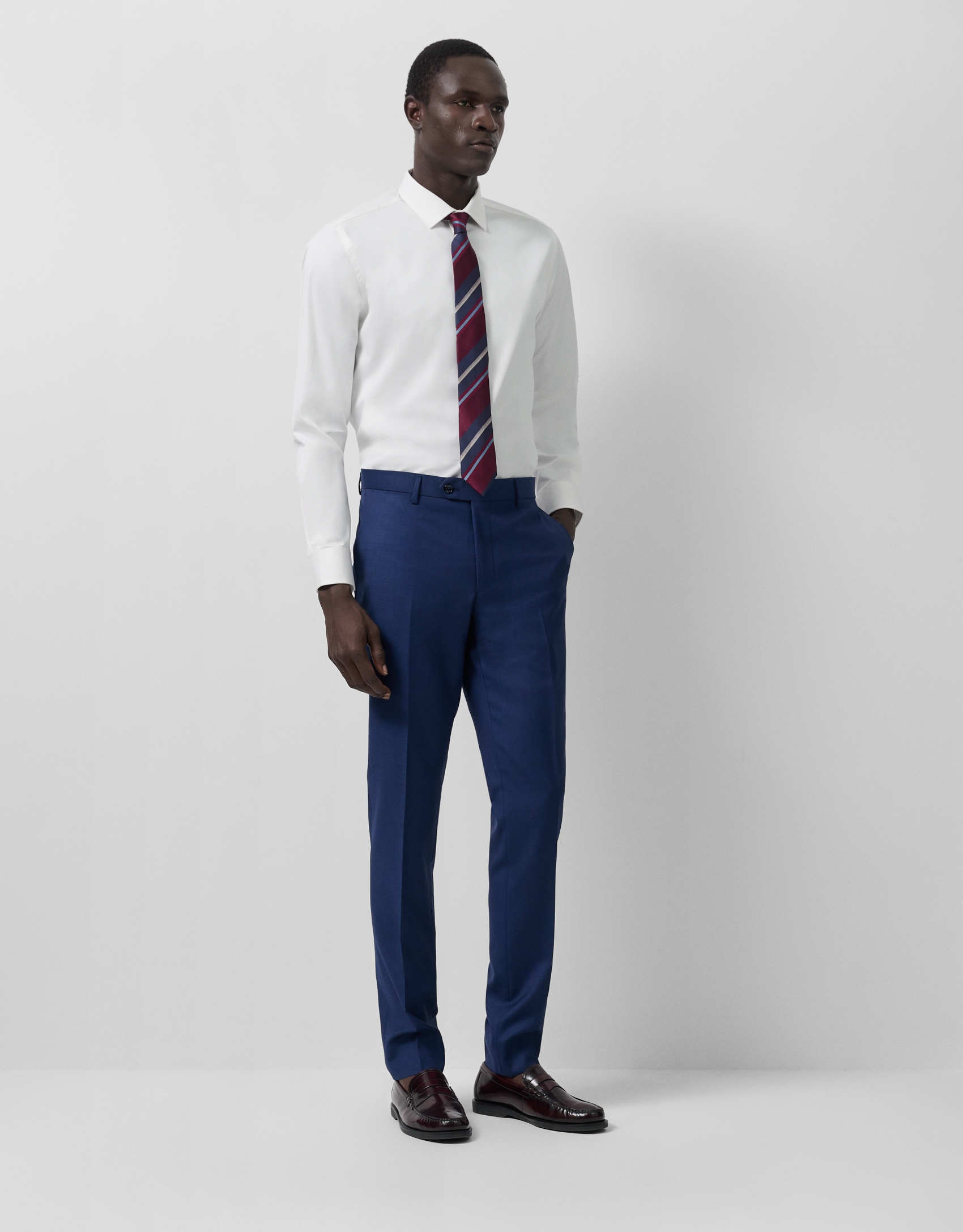 White diamond structured cotton dress shirt