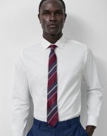 White diamond-patterned cotton dress shirt