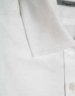 White diamond-patterned cotton dress shirt