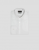 White diamond-patterned cotton dress shirt