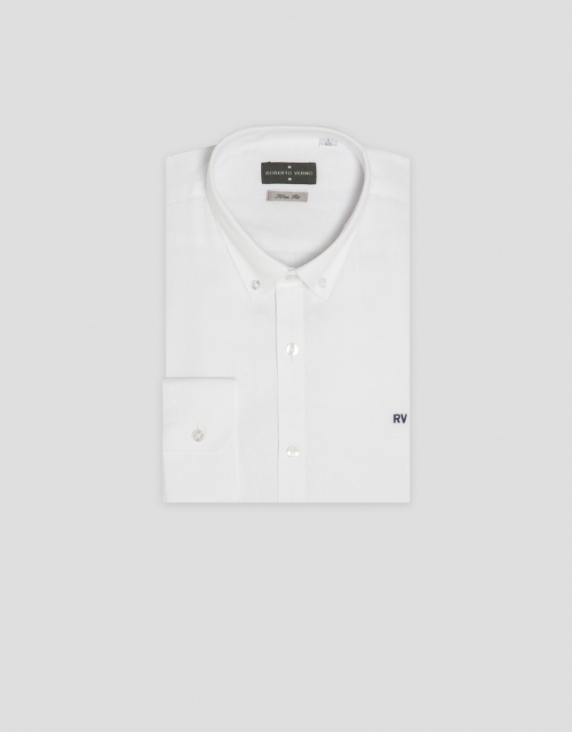 Slim white linen sport shirt