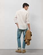 Slim white linen sport shirt