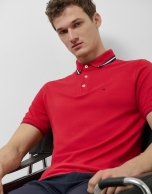 Red short sleeve piqué polo shirt
