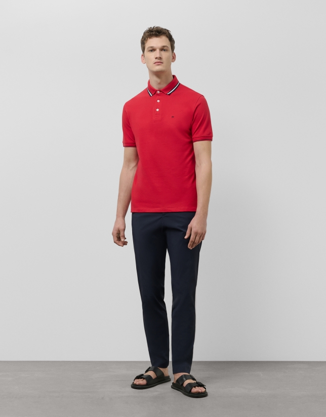 Red short sleeve piqué polo shirt