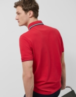 Red short sleeve piqué polo shirt