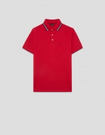 Red short sleeve piqué polo shirt
