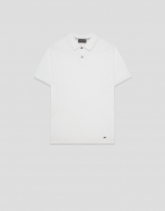 Structured white knitted polo shirt