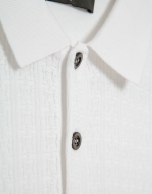 Structured white knitted polo shirt
