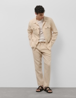 Sahariana cuatro bolsillos lino beige
