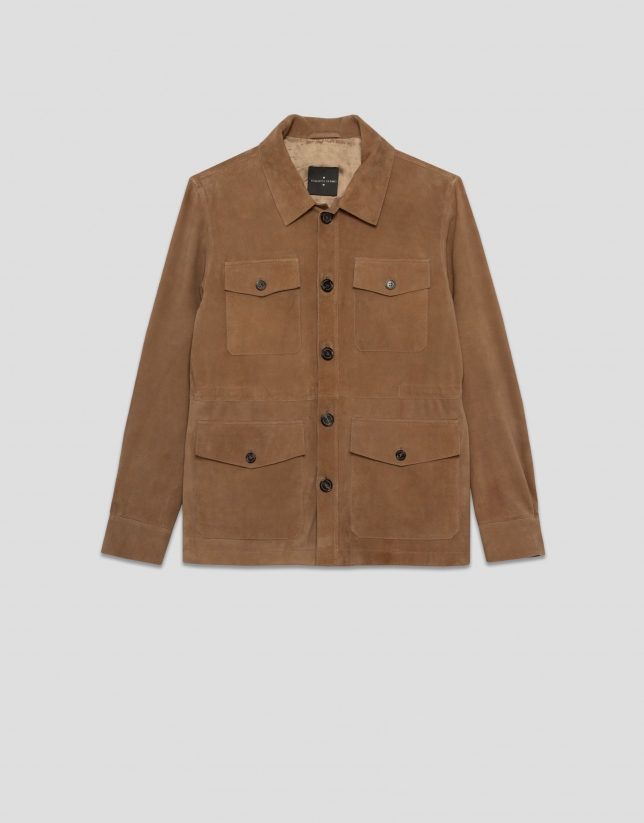 Camel suede safari jacket