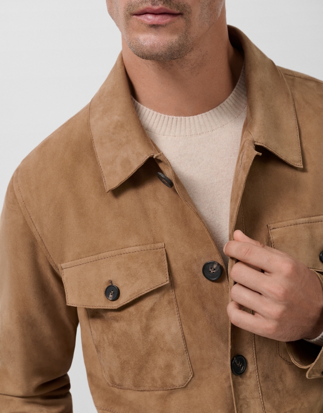 Camel suede safari jacket