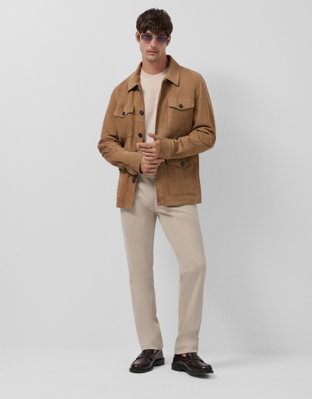 Camel suede safari jacket