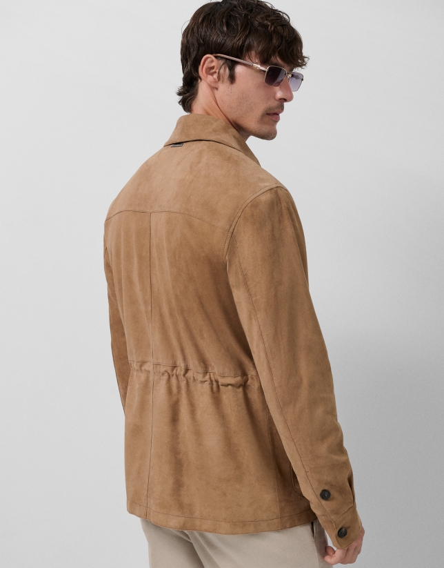 Camel suede safari jacket