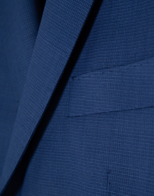 Traje half canvas slim fit microestructura azul