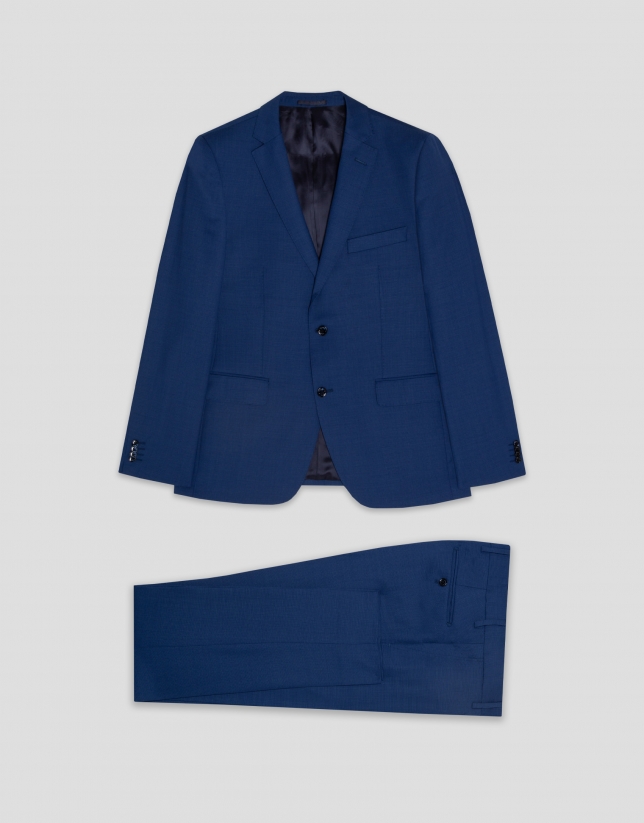 Traje half canvas slim fit microestructura azul