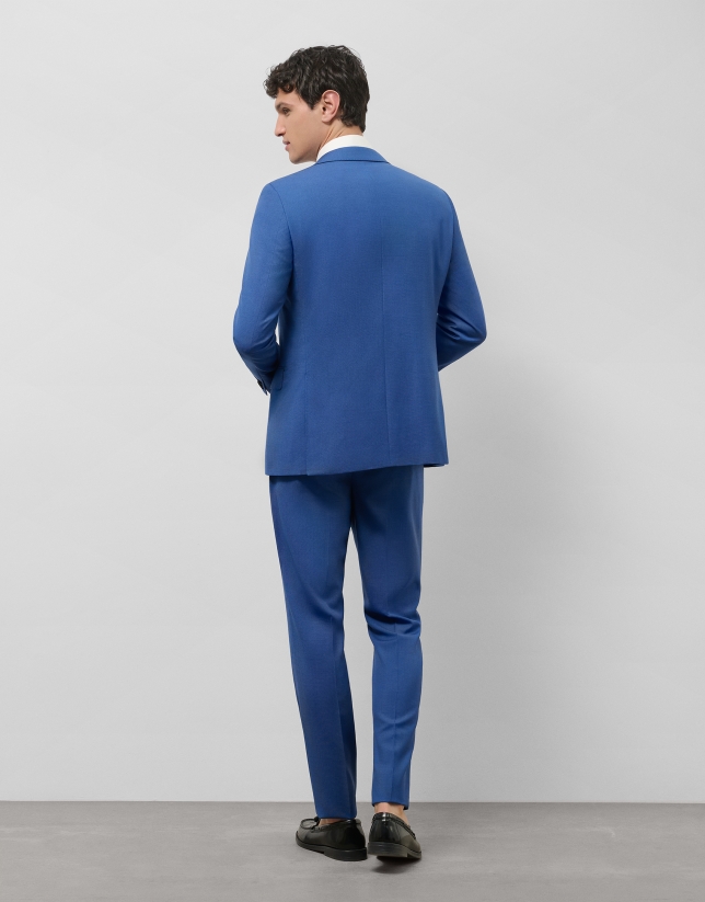 Traje half canvas slim fit microestructura azul